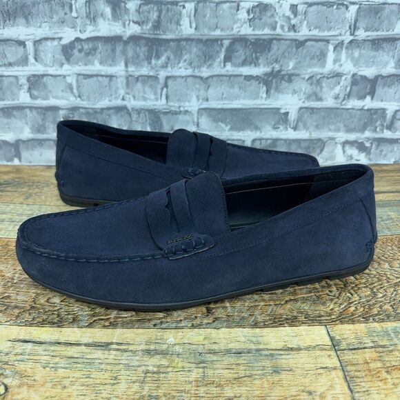 Coach Mott Driver Suede Navy Blue Driver Loafer G2983‎ Mens Size 8 D New - Picture 1 of 7